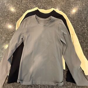 Set of Three Long Sleeve Shirts - Gray, Black, Cream